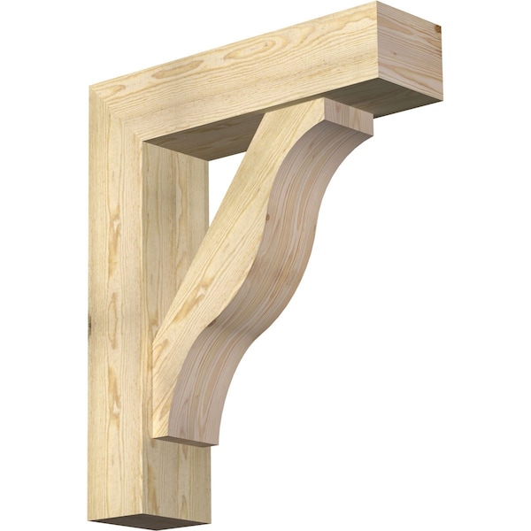 Ekena Millwork Funston Block Rough Sawn Bracket w/ Offset Brace, Douglas Fir, 8"W x 30"D x 36"H BKT0806X30X36FST05RDF - main